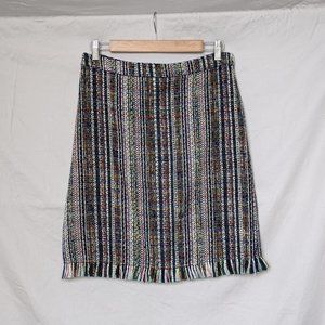 NWT Chelsea & Theodore Tweed Fringed Pencil Skirt Sz 8